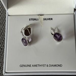 Sterling Silver Earrings with Amethyst and Diamond’s.